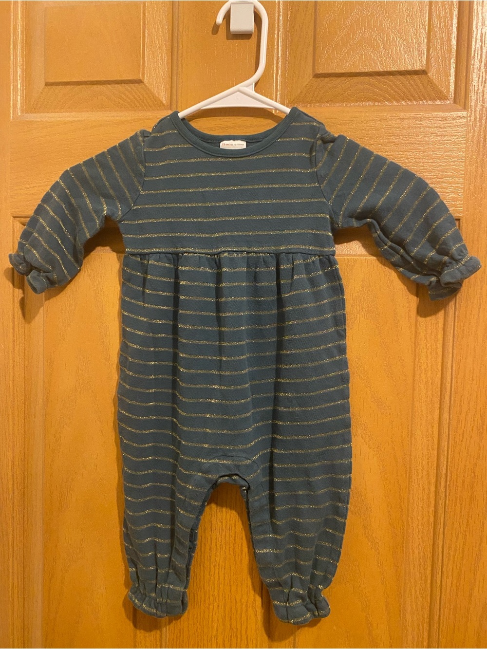Hanna Andersson Teal One-Piece with Gold Stripes